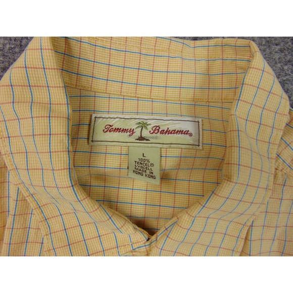 Tommy Bahama Shirt Mens Large Yellow Blue Plaid Long Sleeve Tencel - Picture 7 of 8